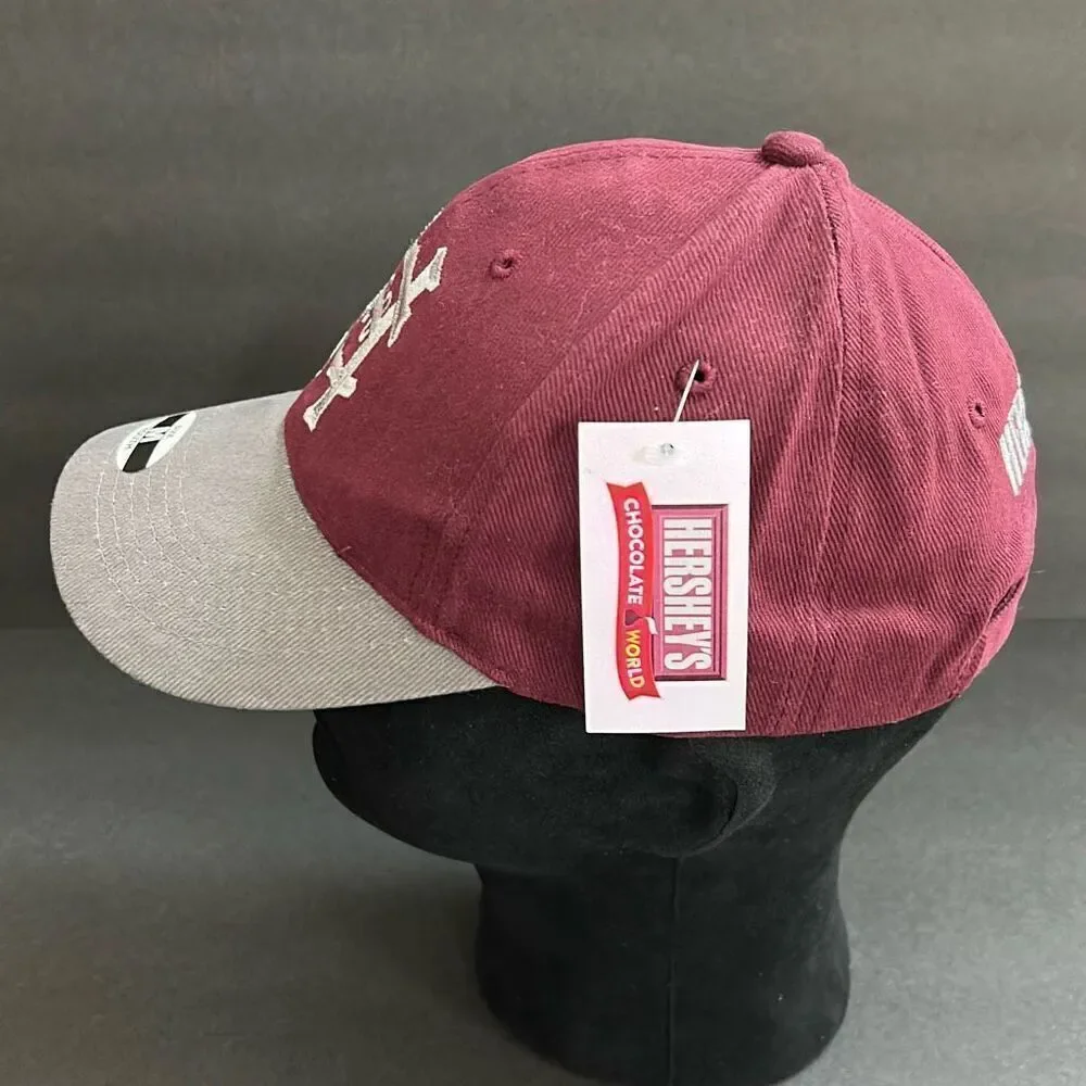 Hersheys Chocolate World Youth Cap Hat Adjustable Sz Medium Maroon Gray Logo